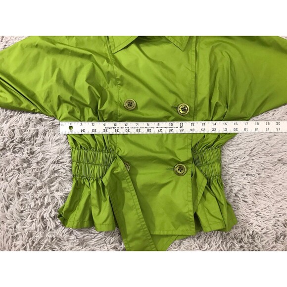 PER SE Jacket 2 Women's Tie Waist Green Robbed Double Breasted Fitted artsy - Picture 7 of 9